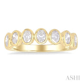1 Ctw 7-Stone Bezel Set Oval Cut Diamond Fashion Band in 14K Yellow Gold