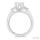 3/4 Ctw Oval Shape Lovebright Pear and Round Cut Diamond Engagement Ring in 14K White Gold