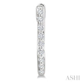 1/6 Ctw Petite Shared Prong Round Cut Diamond Hoop Earring in Sterling Silver