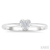 1/10 Ctw Lovebright Petite Heart Shape Round Cut Diamond Fashion Ring in 10K White Gold