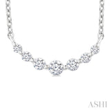 1/8 Ctw Petite Smile Graduated Round Cut Diamond Necklace in Sterling Silver