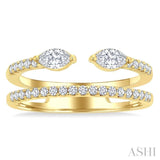 1/2 Ctw Split Twin Row 2-Stone Marquise and Round Cut Diamond Fashion Ring in 14K Yellow Gold
