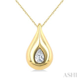 1/4 Ctw Teardrop Pear Cut Diamond Fashion Pendant With Chain in 14K Yellow Gold