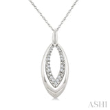 1/10 Ctw Marquise Shape Inner Link Round Cut Diamond Pendant With Chain in Sterling Silver