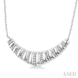 1/10 Ctw Ribbed Dome Shape Round Cut Diamond Bold Fashion Pendant With Chain in Sterling Silver