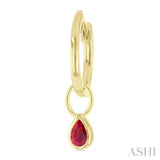 5x3 MM Bezel Set Pear Cut Ruby Precious Fashion Huggie Earrings in 14K Yellow Gold