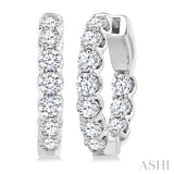2 Ctw Inside-Out Embellished Round Cut Diamond Hoop Earrings in 14K White Gold