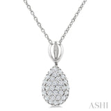1/4 Ctw Pear Shape Pave Set Single Cut Diamond Fashion Pendant With Chain in 10K White Gold