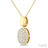 1/4 Ctw Oval Shape Mount Pave Set Round Cut Diamond Pendant in 10K Yellow Gold with Chain