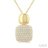 1/4 Ctw Twin Cushion Mount Pave Set Round Cut Diamond Fashion Pendant With Chain in 10K Yellow Gold
