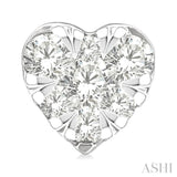 1/6 Ctw Lovebright Petite Heart Shape Round Cut Diamond Fashion Stud Earring in 10K White Gold