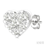 1/6 Ctw Lovebright Petite Heart Shape Round Cut Diamond Fashion Stud Earring in 10K White Gold