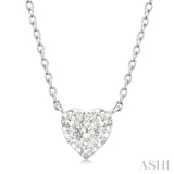 1/10 Ctw Lovebright Petite Heart Shape Round Cut Diamond Fashion Pendant With Chain in 10K White Gold