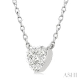 1/10 Ctw Lovebright Petite Heart Shape Round Cut Diamond Fashion Pendant With Chain in 10K White Gold