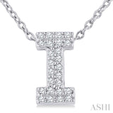 1/10 Ctw Initial 'I' Round Cut Diamond Fashion Pendant With Chain in 10K White Gold