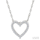 1/10 Ctw Heart Shape Round Cut Diamond Pendant With Chain in 14K White Gold
