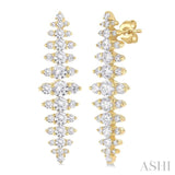 2 Ctw Waterfall Round Cut Diamond Fashion Earring in 14K Yellow Gold