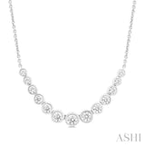 1 Ctw Graduated Bezel Set Round Cut Diamond Smile Necklace in 14K White Gold