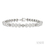 1/6 Ctw Bold Bead Design Round Cut Diamond Fashion Bracelet in Sterling Silver