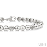 1/6 Ctw Bold Bead Design Round Cut Diamond Fashion Bracelet in Sterling Silver
