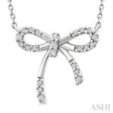 1/10 Ctw Bow Round Cut Diamond Fashion Pendant With Chain in Sterling Silver