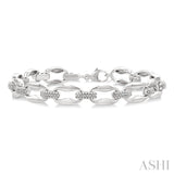 1/10 Ctw Oval Shape D-Link Round Cut Diamond Bracelet in Sterling Silver