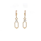 14kt Gold Earrings with Emerald Cut Diamond Center