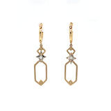 14kt Gold Earrings with Emerald Cut Diamond Center