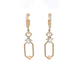 14kt Gold Earrings with Emerald Cut Diamond Center