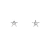 14kt White Gold Diamond Star Stud Earrings