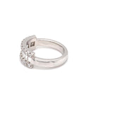 Emerald & Round Cut Natural Diamond Ring in 14kt White Gold
