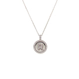 Micro Pave “R” Necklace in Sterling Silver