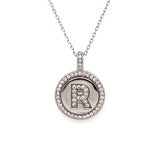 Micro Pave “R” Necklace in Sterling Silver