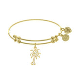 Brass with Yellow Palm Tree Charm with Cz on Yellow Angelica Bangle