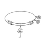 Brass with White Shiny Palm Tree  Charm on White  Angelica Bangle