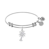 Brass with White Palm Tree Charm with Cz on White Angelica Bangle