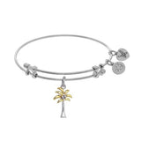 Brass with Yellow+White Palm Tree Charm on White Angelica Bangle