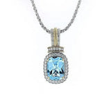 AIYA PIYARO BLUE TOPAZ & DIAMOND PENDANT NECKLACE