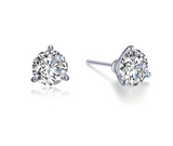 Sterling Silver 3 Prong Simulated Diamond Studs, 2.50CTW