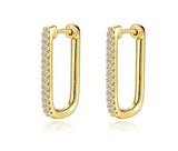 Sterling Silver Gold Plated Rectangle Hoops