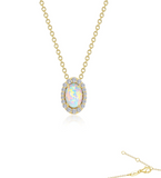 Gold Plated Simulated Opal and Diamond Pendant