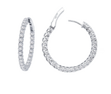 Sterling Silver and Simulated Diamond Hoops
