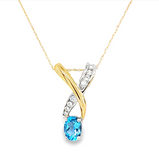 Two-tones Blue Topaz and Diamond Necklace