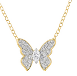 14k Yellow Gold Diamond Butterfly Necklace
