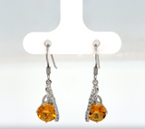 Sterling Silver Citrine and White Topaz Earrings