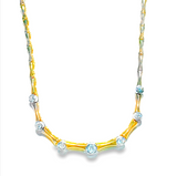 14K Yellow Gold Necklace with Bezel Set Diamonds