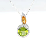Sterling Silver Peridot and Citrine Pendant