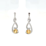 Sterling Silver Citrine and White Topaz Earrings