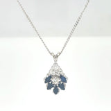 14K White Gold Sapphire and Diamond Pendant