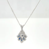 14K White Gold Sapphire and Diamond Pendant